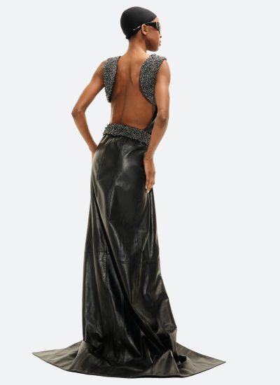 Vauci London Leather gown leather floor-length dress beaded leather dress