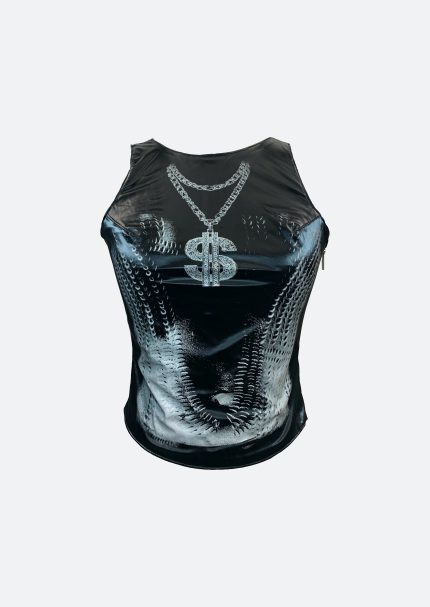 dollar sign bodice Black tank top Vauci London