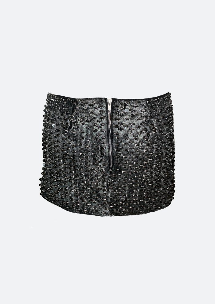 metallic pony hair metal beaded mini skirt Vauci London